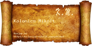 Kolonics Mikolt névjegykártya